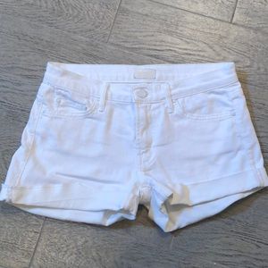 Mother denim white cuffed shorts